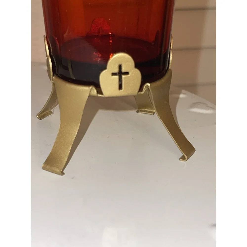 Vintage Pair Of‎ Gold Color Metal Votive Candle Holders Altar Sanctuary Church